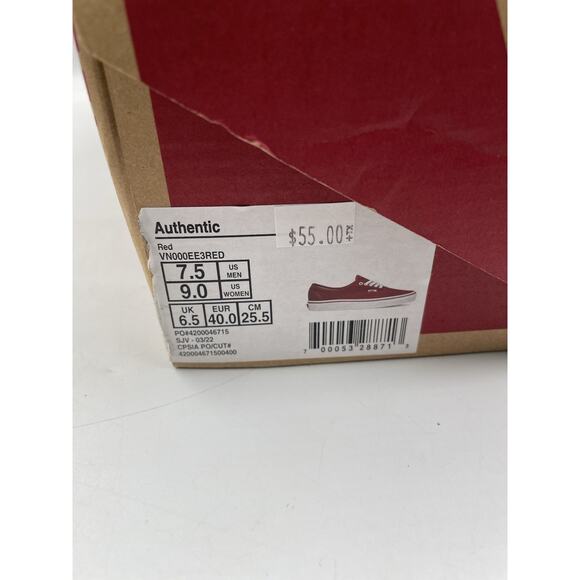 Vans Authentic Classic Sneakers Unisex Canvas Shoes New In Box 7.5 Mens/9 Women main image 6